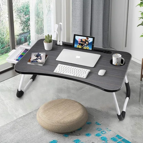 Vista 4 de Slendor Escritorio de cama para portátil y escritura con almacenamiento Negro