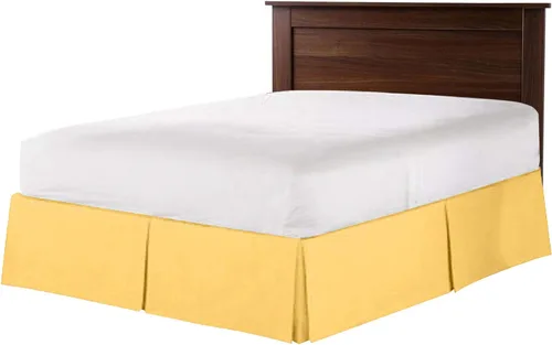 Vista 3 de Falda de cama plisada 100% algodón de 800 hilos, con volantes plisados de lujo, moderna calidad de hotel, fácil ajuste con caída a medida de 18