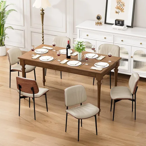 Vista 27 de YaFiti Juego de 2 sillas de comedor, sillas de comedor y cocina modernas de mediados de siglo, sillas tapizadas de piel sintética con diamantes