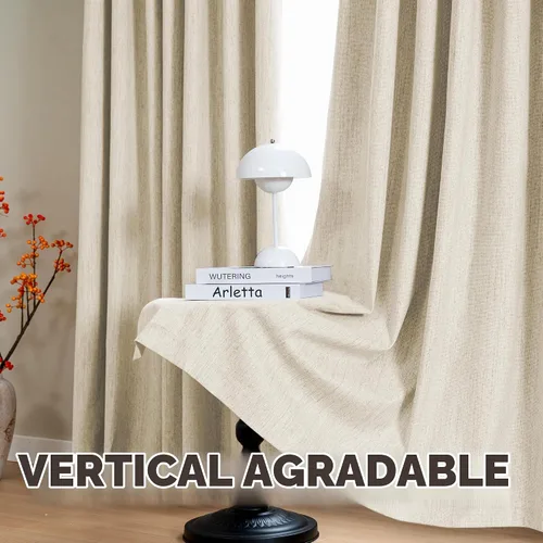Vista 9 de H.VERSAILTEX Cortinas opacas plisadas completas de lino con mezcla de felpilla de 84 pulgadas, 2 paneles para dormitorio, aislamiento térmico