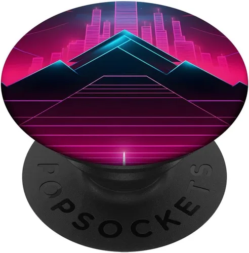 Vista 6 de Retrowave 80s Vaporwave Synthwave PopSockets MagSafe PopGrip for iPhone