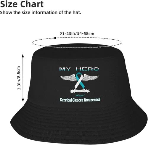Vista 2 de My Hero is Now My Angel Cervical Cancer Awareness Bucket Hats Double-Woven for WomenMen Adult Fisherman's Hat Sun Cap Packable Outdoor Fisherman Hat