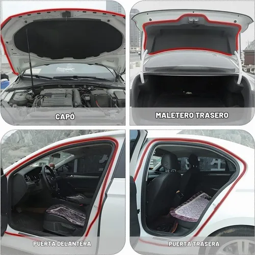 Vista 6 de Tira de sellado de goma autoadhesiva de doble capa para puerta de automóvil, 5 agujeros, aislamiento de ruido, protector de bordes, accesorios