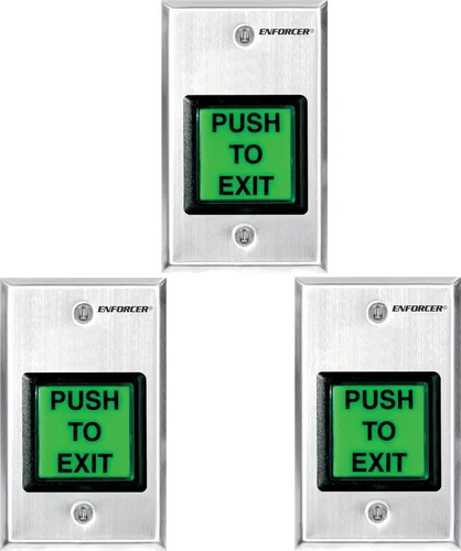 Vista 5 de Seco-Larm SD-7202GC-PEQ ENFORCER - Placa de pared con iluminación LED RTE con botón verde grande, botón grande iluminado con leyenda "PUSH TO EXIT