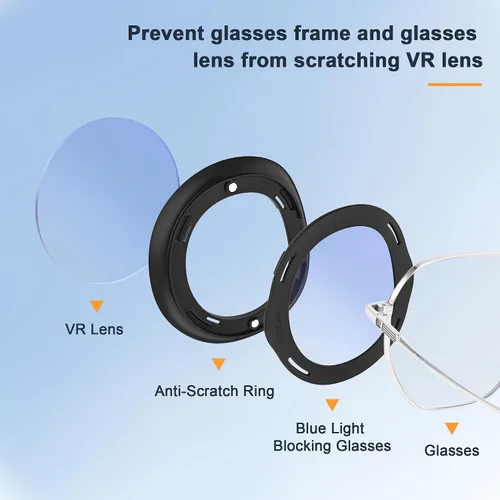 Vista 4 de Glasses Spacer Protector for Meta Quest 3, Blue Light Blocking Glasses for Oculus Quest 3, VR Protector Accessories Anti-Scratch Ring Prevent