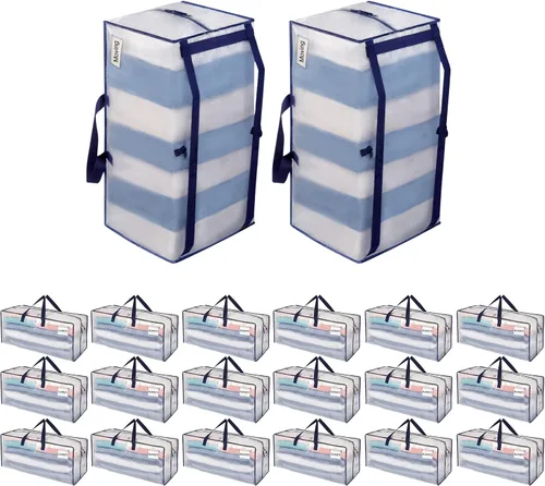 Vista 43 de VENO Paquete de 6 bolsas de mudanza resistentes con correas de mochila, cremalleras y asas, bolsas de embalaje extragrandes para artículos