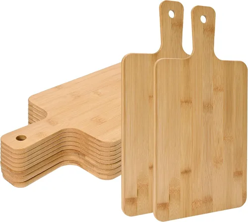 Vista 8 de WILLOWDALE 10 tablas de cortar de madera para cocina, tablas de charcutería de 11 pulgadas, tabla de servir de madera para pizza, queso, postre