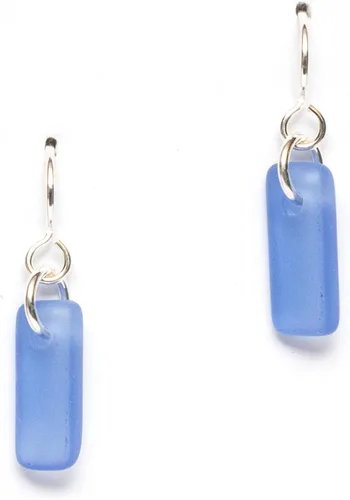 Vista 9 de Pendientes de cristal de mar Murmur - Pendientes de cristal de playa de alambre francés de ley para mujer de EcoSeaCo, utilizando