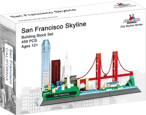 Vista 3 de Apostrophe Games Juego de bloques de construcción de San Francisco Skyline (459 piezas) con puente Golden Gate y más - Modelo de arquitectura