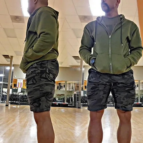 Vista 3 de BROKIG Pantalones cortos de entrenamiento de malla para hombre, pantalones cortos de entrenamiento para gimnasio, fisicoculturismo, pantalones