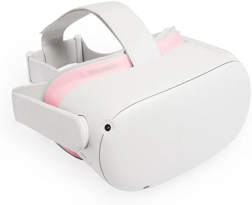 Vista 8 de VR Cover Facial Interface Bracket & Foam Replacement with Lens Protector Cover for Meta Quest 2 (ThrillSeeker Edition - Pink & Light Grey)