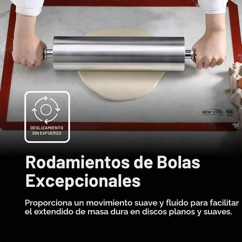 Vista 5 de New Star Foodservice 37500 Rodillo de aluminio extra resistente para restaurante, 13 pulgadas, color plateado