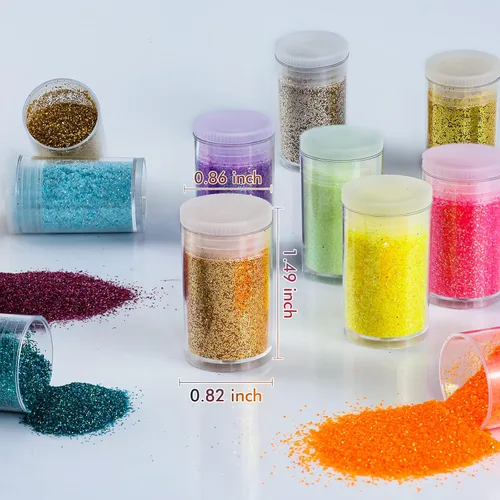Vista 3 de Juego de 36 colores surtidos con purpurina ultrafina, polvo holográfico con purpurina para vasos, slime, resina epoxi, artes y manualidades