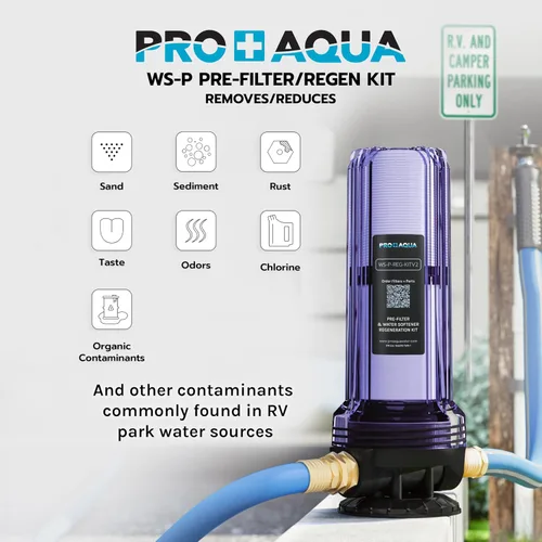 Vista 4 de PRO+AQUA Kit de regeneración/filtración de 2 etapas para ablandadores de agua portátiles, elimina cloro, mal sabor, olores, sedimentos, bacterias