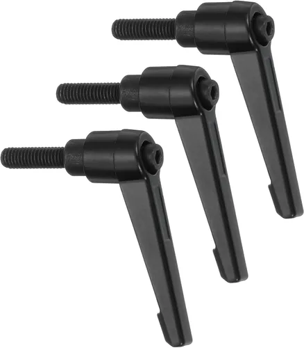 Vista 7 de uxcell 3 perillas ajustables M5 x 0.472 in, rosca macho, botón de trinquete, cierre rápido, perno giratorio para maquinaria de torno, color negro