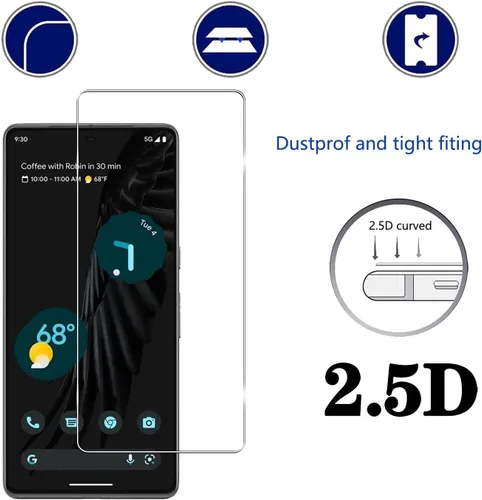 Vista 6 de Protector de pantalla de vidrio templado para Google Pixel 7 5G, transparente HD, dureza 9H, antiarañazos, compatible con Google Pixel 7 5G