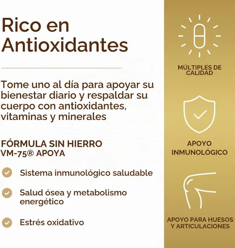 Vista 4 de Solgar Fórmula sin hierro VM-75, 90 tabletas – Multivitamínico con minerales quelados – Vitamina A, B6, B12, C, D, E – Biotina, magnesio, calcio