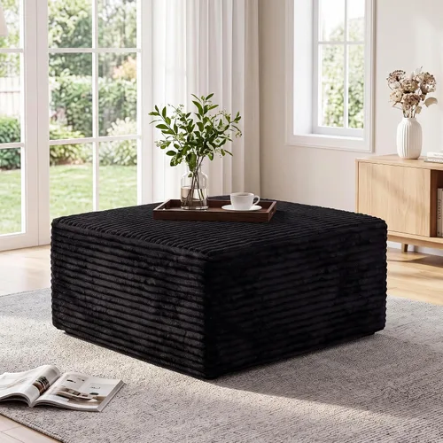 Vista 19 de Sofá modular en forma de L para sala de estar, sofá modular sin huesos con diván, sofá de pana con asiento profundo, no requiere montaje, negro