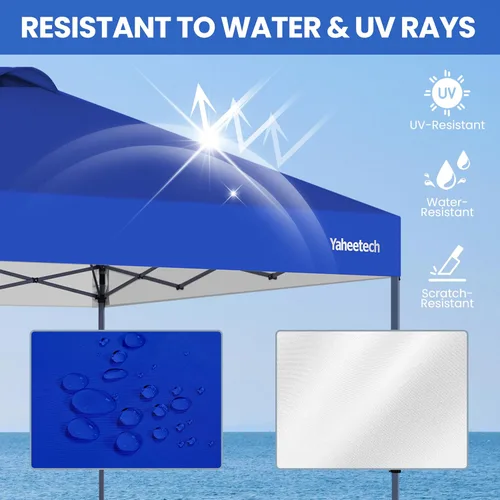 Vista 7 de Yaheetech Tienda de campaña desplegable de 10 x 10 con 2 ruedas integradas para movilidad, resistente al agua y refugio solar instantáneo con bolsa