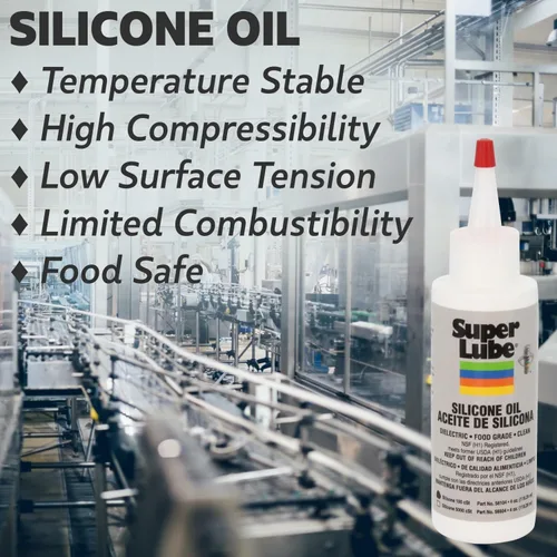 Vista 2 de Super Lube Aceite de silicona CST de alta y baja temperatura (transparente, botella de 4 onzas) Certificado NSF de grado alimenticio y limpio