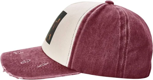 Vista 3 de Morbid Music and Angel Unisex Vintage Washed Distressed Baseball-Cap Twill Adjustable Dad-Hat Dark Red