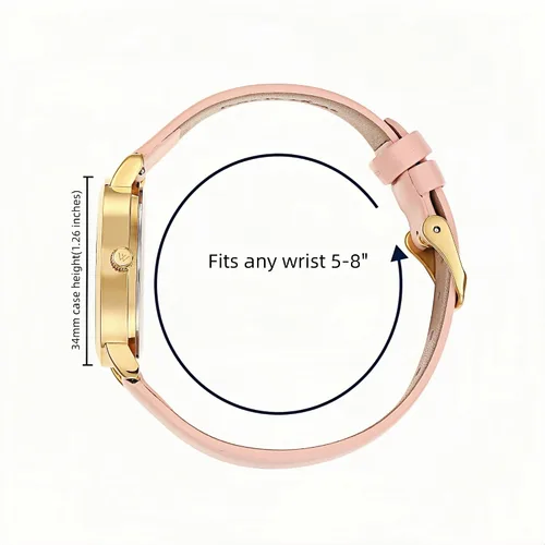 Vista 2 de WRISTOLOGY Correa de cuero de 29 estilos para reloj con números pequeños, correa de cuero genuino intercambiable, fácil de leer, reloj analógico