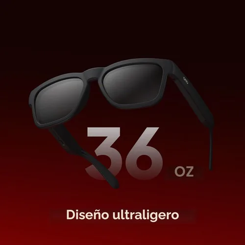 Vista 6 de OhO Smart Glasses, gafas de sol polarizadas con altavoz Bluetooth, protección UV atlética/al aire libre y control de voz, unisex (lente gris)