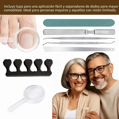 Vista 6 de Juego de corrector de uñas encarnadas con lupa y tiras correctoras, juego de herramientas profesionales de tratamiento de uñas encarnadas, cuidado