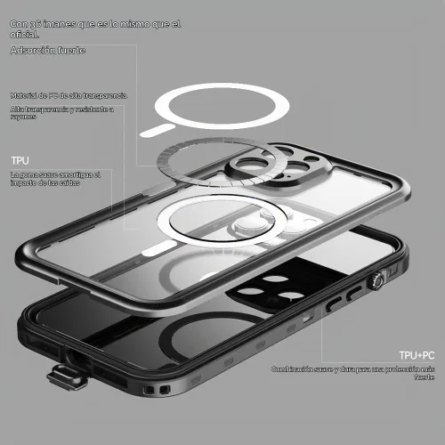 Vista 7 de Magsafe - Funda impermeable para iPhone 13 Pro Max, protector de pantalla integrado, protector de cuerpo completo, a prueba de golpes, a prueba