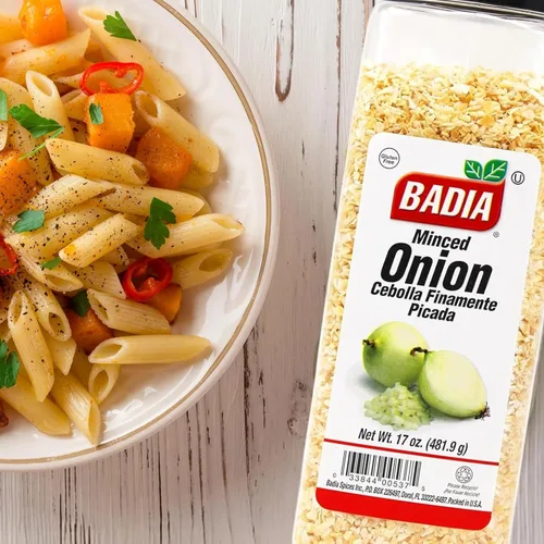 Vista 3 de Badia Cebolla picada, 17 oz - Copos de cebolla deshidratados para cocinar Dehydrated onion flakes add rich savory flavor and texture to soups