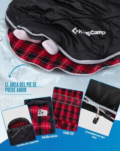 Vista 6 de KingCamp Sleeping Bag for Adults Big & Tall 100% Flannel Sleeping Bag