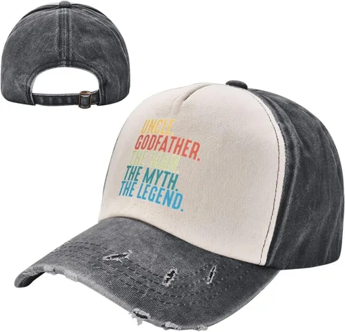 Vista 2 de Godfather The Man The Myth The Legend Adjustable Cowboy hat Washed Baseball Cap Outdoor Sun hat Dark Red