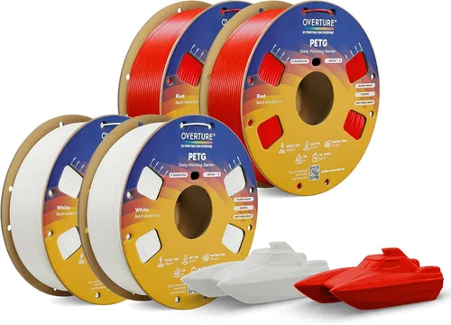 Vista 39 de OVERTURE - Filamento PETG de 1/16 de pulgada (1.75 mm) para impresora 3D y FDM, bien enrollado, duradero, carrete de 4.4 libras, dureza firme