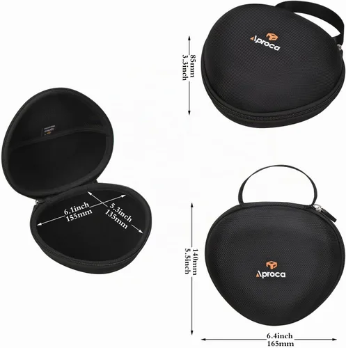 Vista 6 de Aproca Funda para auriculares compatible con iClever BTH12 / HS19 / BTH26 / BERIBES/eKids Jurassic World plegable para niños, bolsa de Black-pro