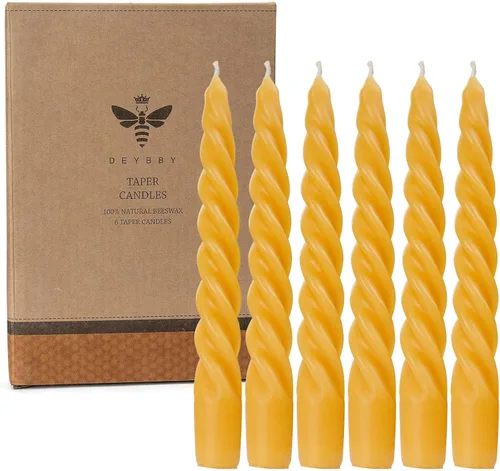 Vista 8 de DEYBBY Juego de 4 velas espirales de cera de abeja de 7 pulgadas, sin goteo y sin humo, velas de cera de abejas puras trenzadas para decoración