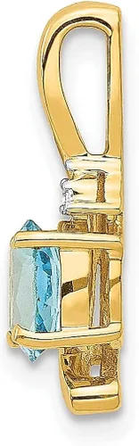 Vista 2 de Collar con colgante de diamante de topacio azul de oro amarillo de 14 quilates, piedra natal de diciembre joyería fina para mujeres, regalos