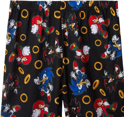 Vista 6 de Sonic The Hedgehog Conjunto de pijama de 2 piezas con pantalones cortos y camisa de dormir para niños Negro/Rojo