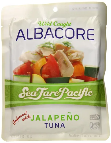 Vista 3 de Sea Fare Pacific Wild Caught Albacore Tuna, bolsa naturalmente sin sal, 6 onzas (paquete de 12)