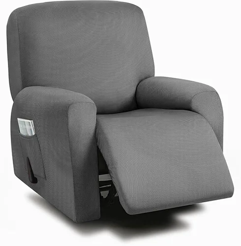 Vista 21 de ULTICOR Fundas para sofá reclinable de 8 piezas, fundas elásticas con hilo teñido para sofá reclinable de 3 cojines, gruesas, suaves y lavables Gris