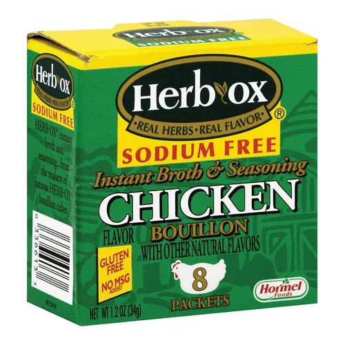 Vista 6 de Herb-Ox Bouillon Packets Caldo instantáneo y condimento sin sodio Caja de 1.1 oz (sin gluten)