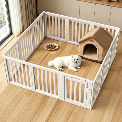 Vista 18 de Corralito para perros, corral transparente para perros, corral para perros en interiores, fácil de instalar y quitar, corralito para cachorros