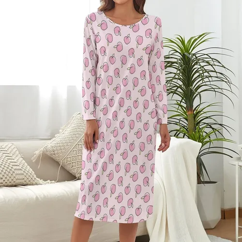 Vista 4 de Firovps Camisón de manga larga con estampado de frutas de dibujos animados para mujer