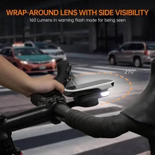 Vista 4 de RAVEMEN FR300/ FR160 Compatible with Garmin Bike Computer, Daytime Be Seen Bicycle Light, 6 Modes Cycling Computer Accessories, USB-C Rechargeable