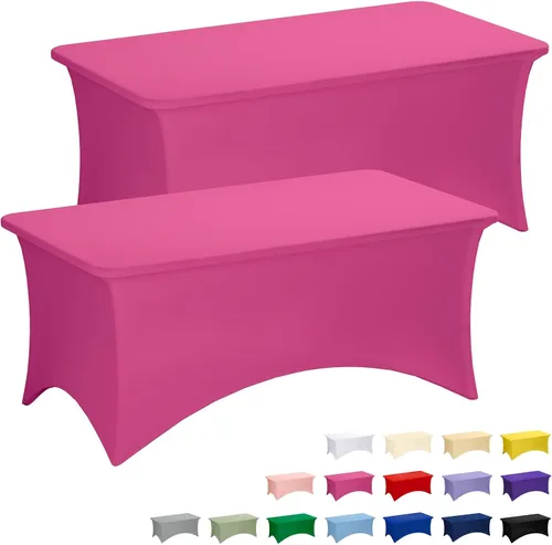 Vista 62 de Fixwal Paquete de 6 Manteles de Mesa Rectangulares, Cubierta de Mesa de 6 Pies, Mantel Blanco Rectangular Ajustado Elástico Rectangular, Cubierta
