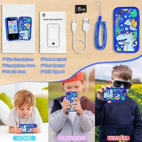 Vista 7 de Teléfono para Niños, Teléfono Inteligente para Niñas Pequeñas de 3 4 5 6 7 8 Años, Regalo de Cumpleaños para Niños de 3-8 Años, Teléfono de Juguete