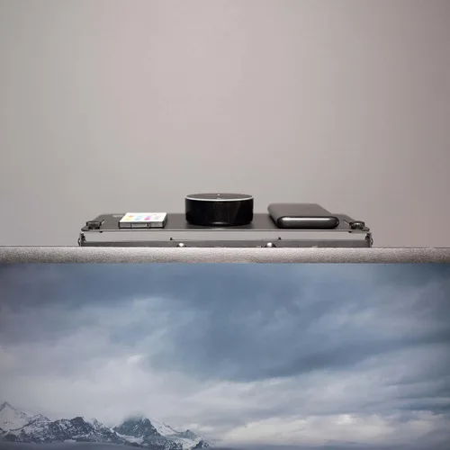 Vista 9 de VIVO 13 pulgadas Montura de estante para monitor VESA sobre y bajo, para dispositivos multimedia, altavoces, routers y más, compatible con VESA