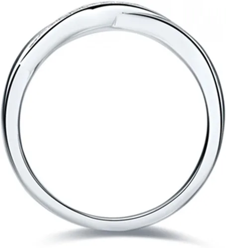 Vista 3 de THREE MAN Anillo de boda de plata de ley para mujer, diseño breve de estilo X, plata 925