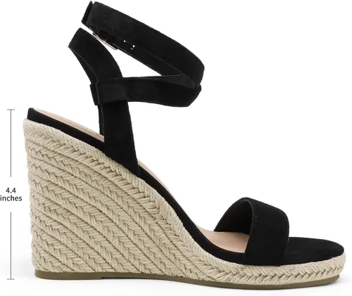 Vista 2 de DREAM PAIRS Alpargatas de punta abierta para mujer, sandalias elegantes de plataforma con hebilla y correa al tobillo
