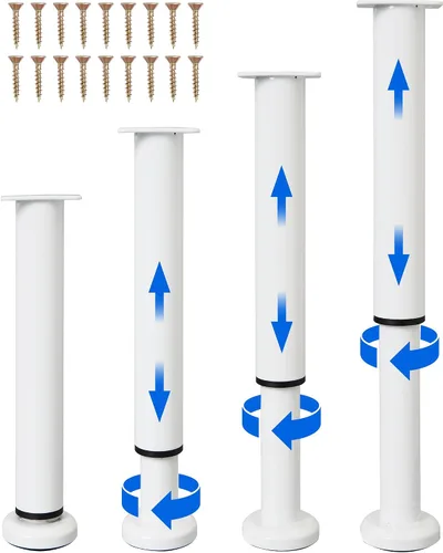 Vista 10 de 4 Piezas Patas de Soporte Ajustables en Altura para Muebles [con Tornillos] 3.15-4.72 pulgadas, Patas de Repuesto de Metal Heavy Duty para Negro