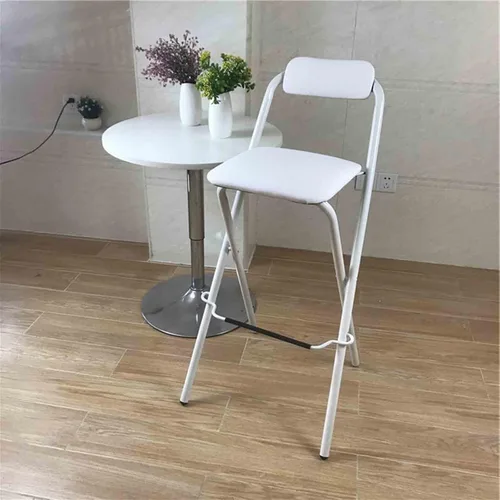 Vista 9 de Silla de bar plegable de 26 pulgadas, 28 pulgadas, 30 pulgadas, taburete de bar plegable con respaldo, taburete de bar de desayuno con placa